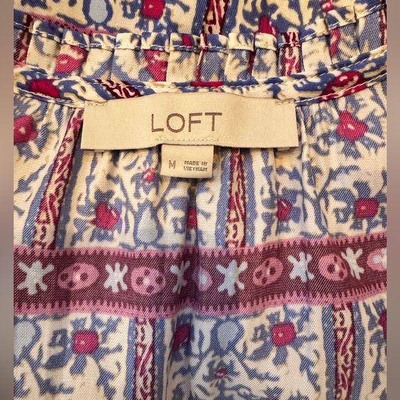 LOFT - Multicolor Patterned Ruffle Blouse (medium) - Picture 3 of 3